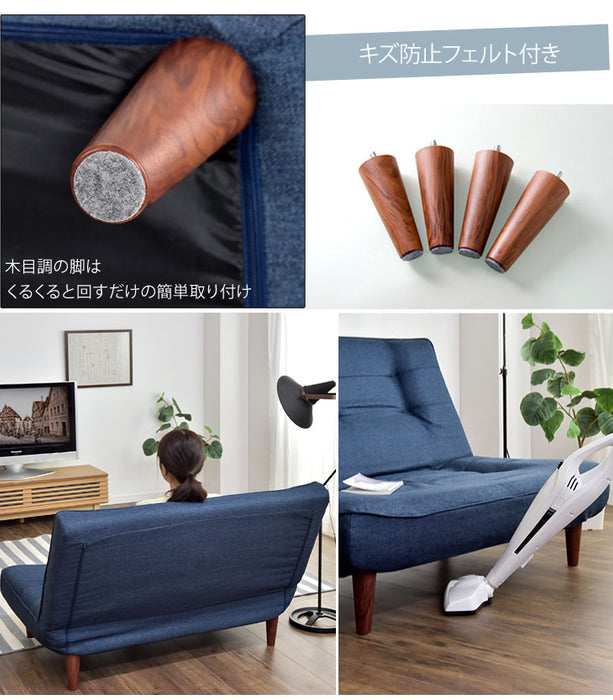 2人掛け 幅120㎝ ソファ 3段階リクライニング ポケットコイル ハイバック〔44030059〕