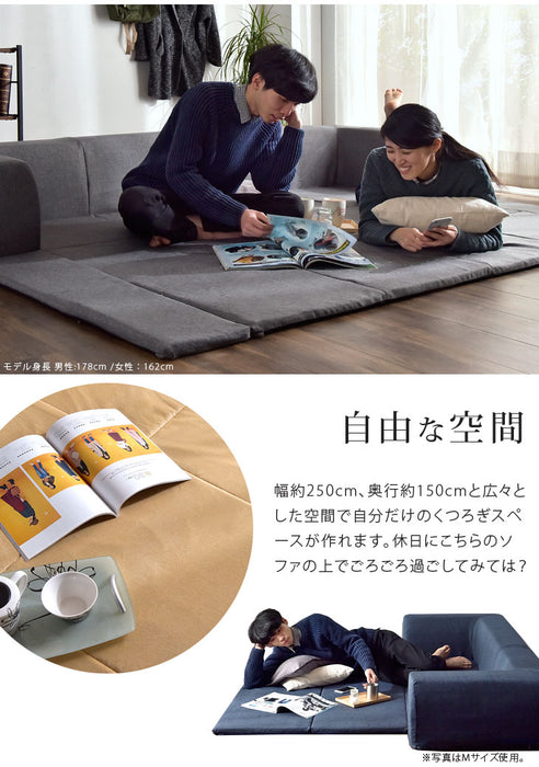 [幅250cm] ローソファ フロアマット付き Lサイズ 着脱カバー式 日本製〔44030064〕