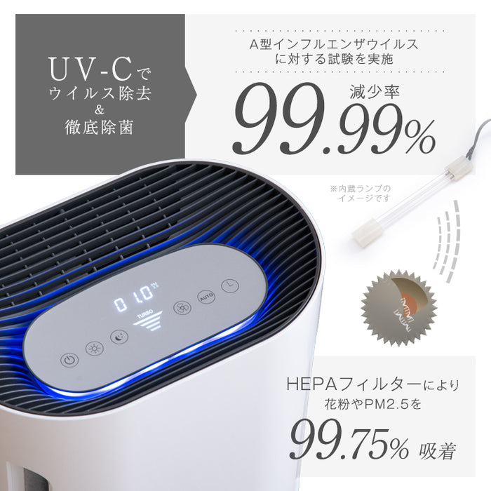 【交換用フィルター付】空気清浄器 UV-C紫外線ランプ搭載 ELEC-DIAMOND 〔48100006〕