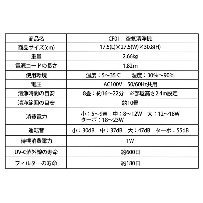 【交換用フィルター付】空気清浄器 UV-C紫外線ランプ搭載 ELEC-DIAMOND 〔48100006〕