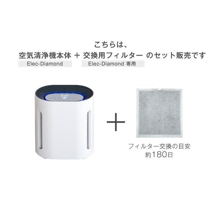 【交換用フィルター付】空気清浄器 UV-C紫外線ランプ搭載 ELEC-DIAMOND 〔48100006〕