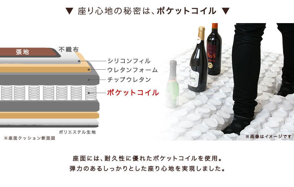 [幅188cm] 3人掛け ソファ ポケットコイル使用 ヴィンテージレザー風【超大型商品】〔48600002〕