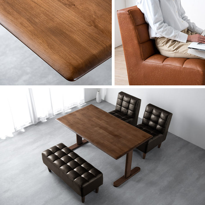 ［幅140］4人掛け ソファダイニング4点セット 天然木  【超大型商品】〔49100037〕