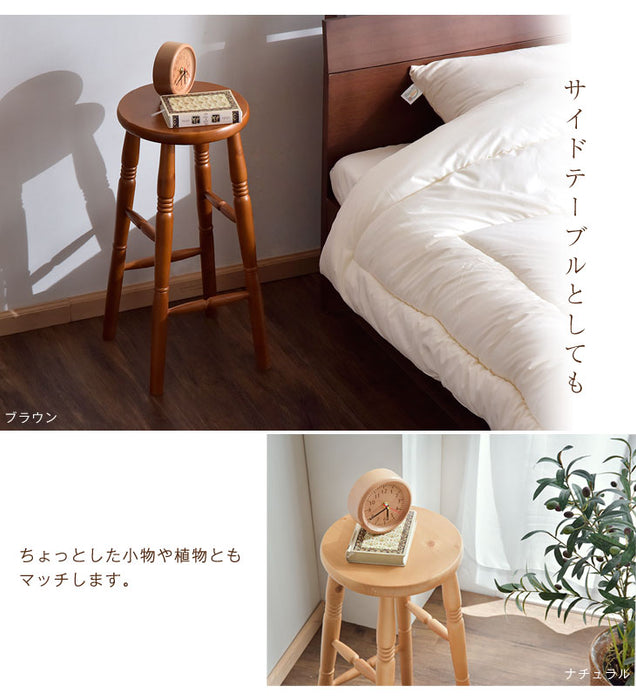 ［1脚］カウンターチェア 天然木 丸型 カウンタースツール 背もたれ無 シンプル アンティーク〔49600018〕