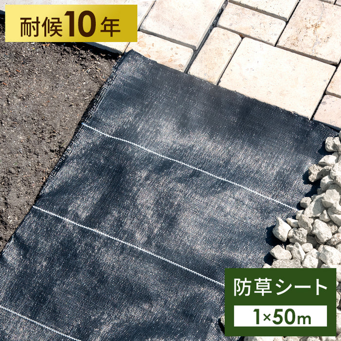 [1×50m] 防草シート  除草 草よけシート 耐候10年 高密度  〔50900079〕