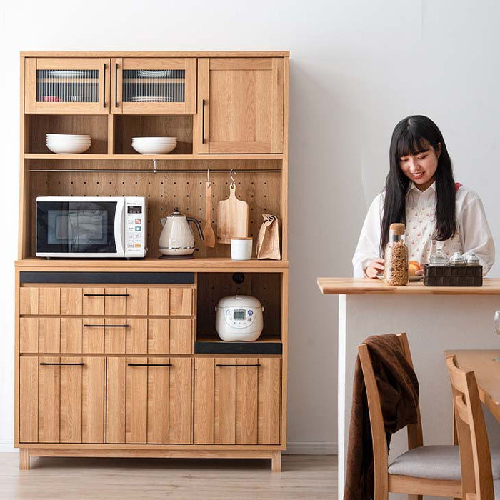 [幅120cm] 食器棚 国産 完成品 キッチン収納 木製【玄関渡し】【超大型商品】〔51900006〕