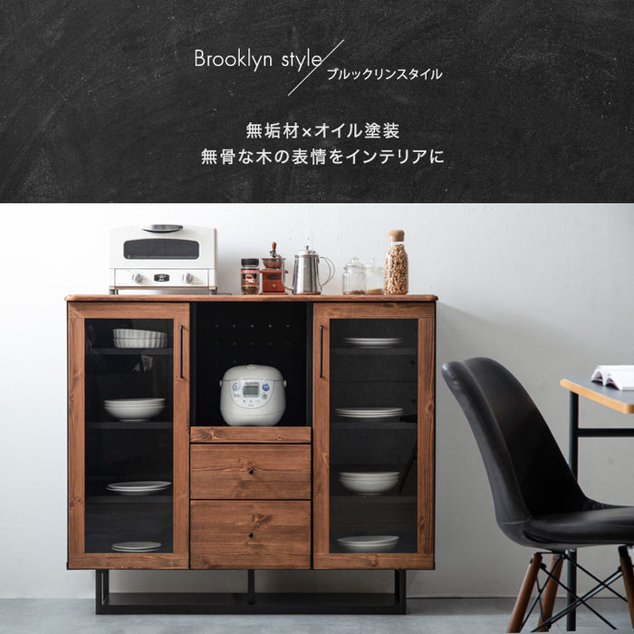[幅119cm] 食器棚 国産 完成品 キッチン収納 木製【超大型商品】〔51900009〕