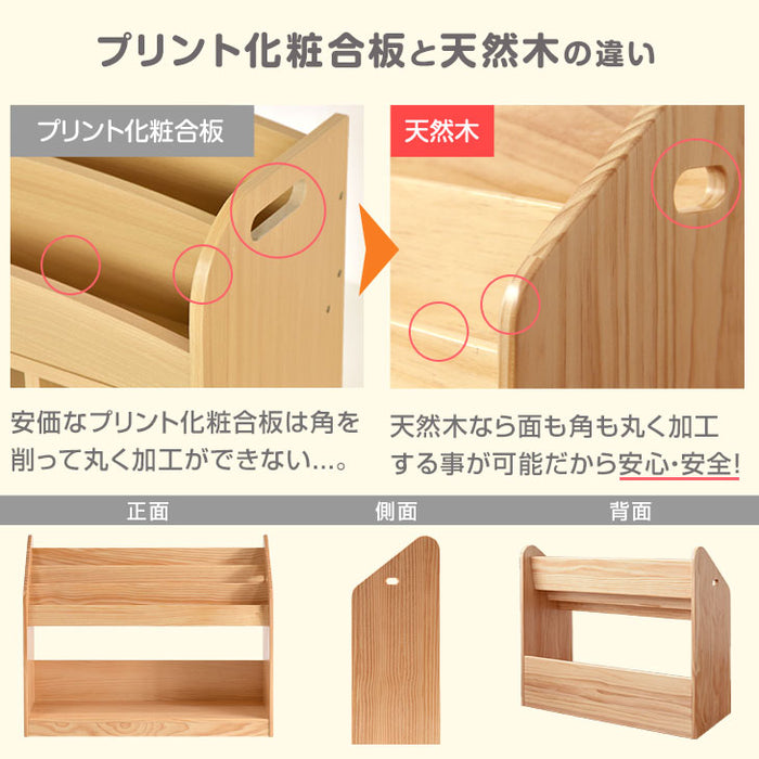 ［幅90cm］現役ママが考えた 絵本ラック 天然木 おもちゃ収納 完成品 絵本収納 絵本棚〔64900004〕