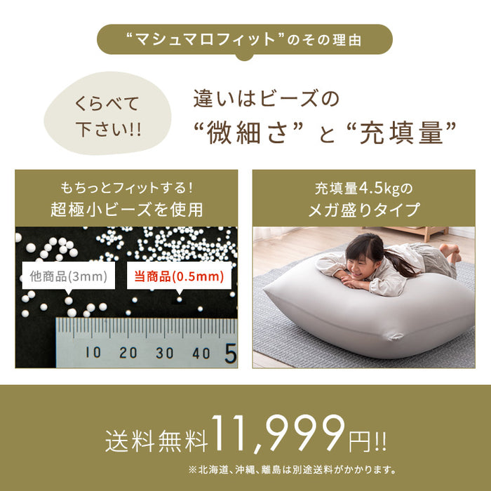 メガ盛 充填量4.5kg もちっとフィット ビーズクッション 洗えるカバー コンパクトソファ〔67300008〕