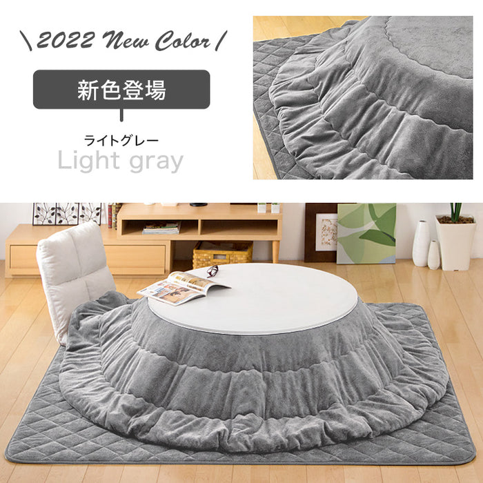 [3点セット] 直径100cm 円形こたつテーブル＋掛敷布団 フランネル 折り脚 リバーシブル 〔68140060〕