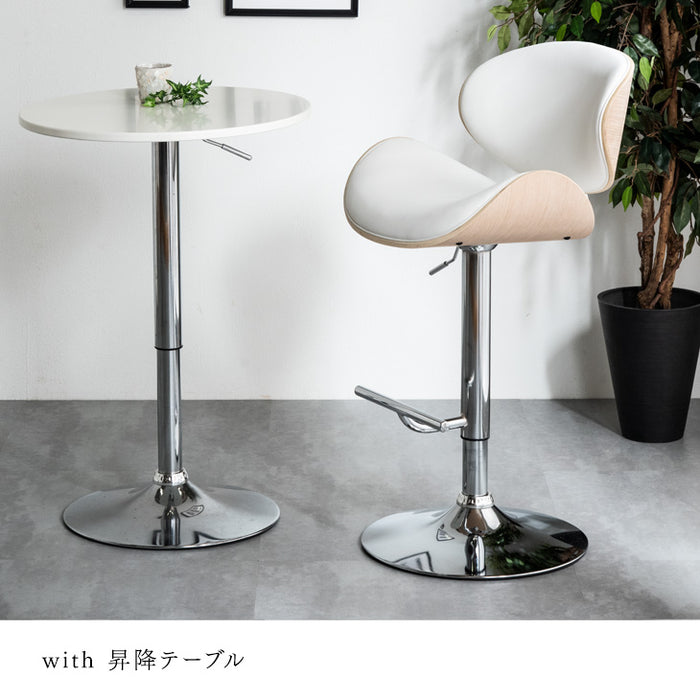 カウンターチェア 昇降式 木目 レザー〔68400003〕