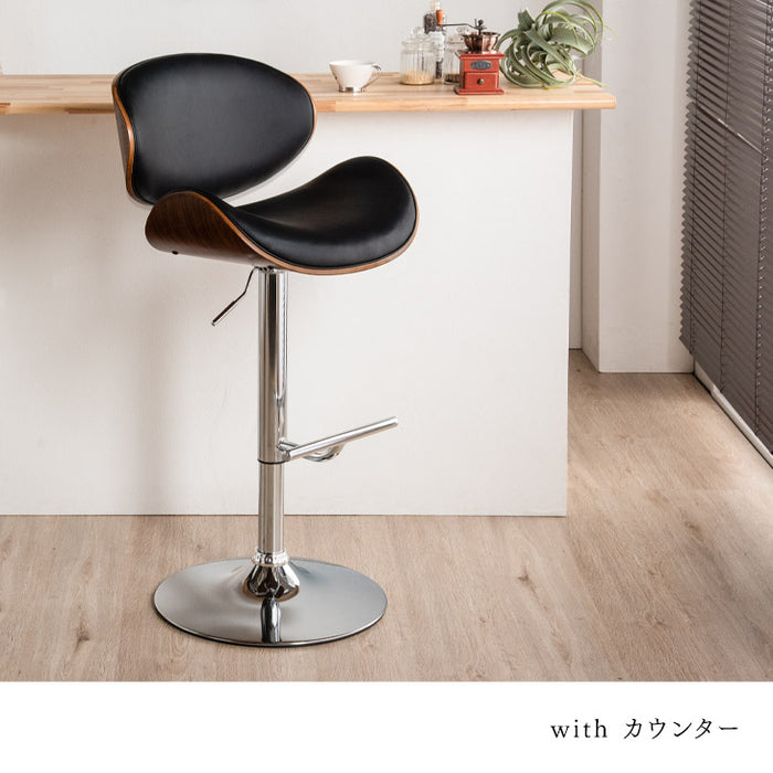 カウンターチェア 昇降式 木目 レザー〔68400003〕
