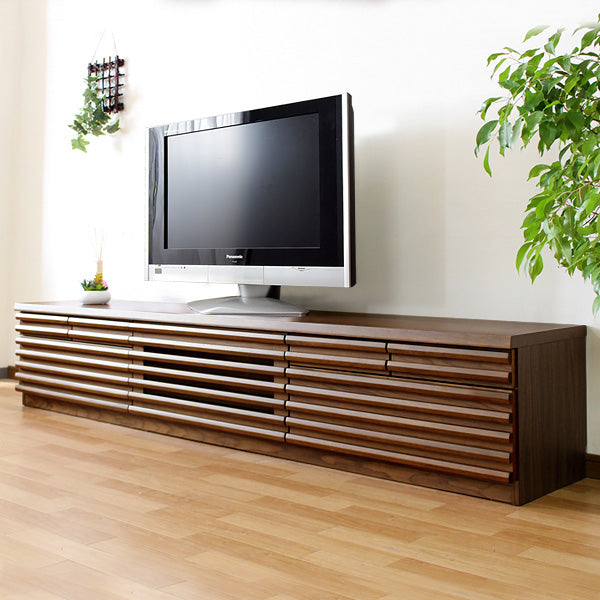 ［幅200cm］ テレビ台 完成品 天然木  フルオープン 稼働棚付 3段階調整【搬入設置込み】【超大型商品】〔99901155〕