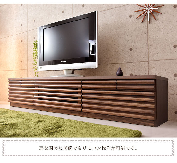 ［幅200cm］ テレビ台 完成品 天然木  フルオープン 稼働棚付 3段階調整【搬入設置込み】【超大型商品】〔99901155〕