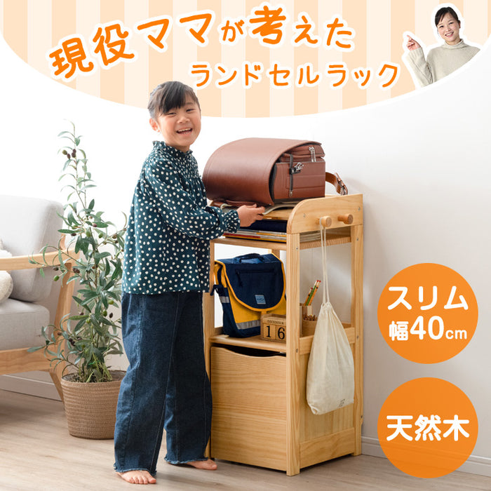 ［幅40］現役ママが考えた 木製 ランドセルラック 収納 キャスター付き〔74600004〕