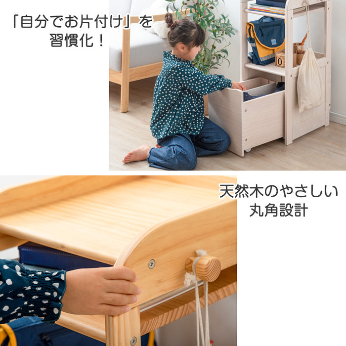 ［幅40］現役ママが考えた 木製 ランドセルラック 収納 キャスター付き〔74600004〕