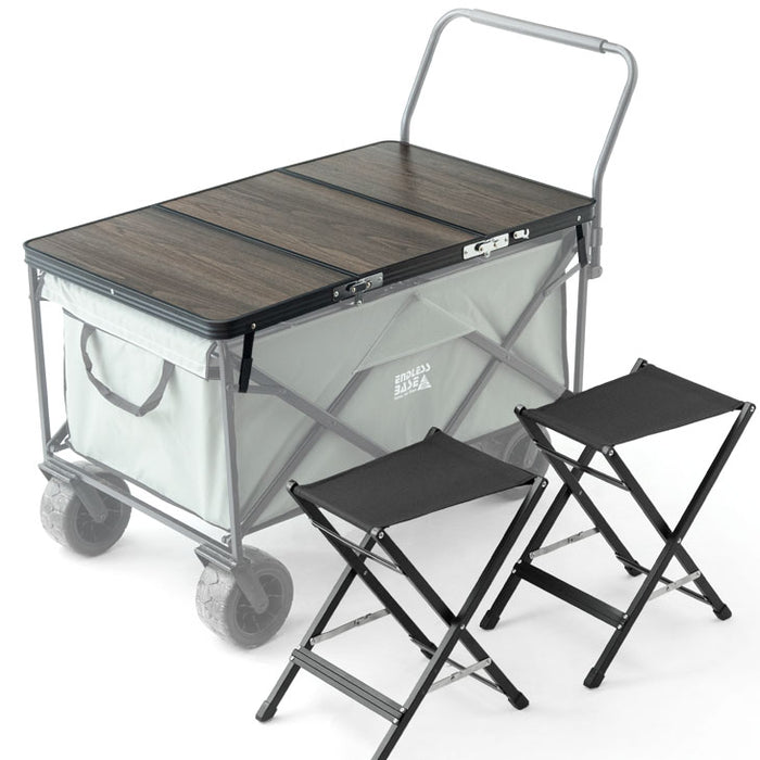 置くだけでワゴンがテーブルに！ 当店200Lキャリーワゴン専用 テーブルトップ & チェア 2脚セット 【商品番号：45600002専用】〔75200041〕