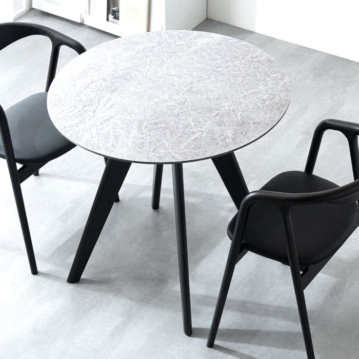 [幅90cm] 円形 大理石調 抗ウイルス 木目調 単品 2人用 【超大型商品】〔76600101〕