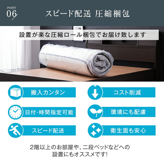 [シングル] ローベッド  2口コンセント付き宮棚 ポケットコイルマットレス付〔81200012〕