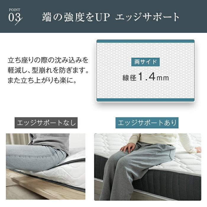 [シングル] ローベッド  2口コンセント付き宮棚 ポケットコイルマットレス付〔81200012〕