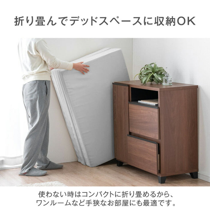 [セミダブル] 新技術 三つ折り 厚み10cm ポケットコイル マットレス 床敷きOK 圧縮梱包 スプリング 敷き布団〔77500013〕