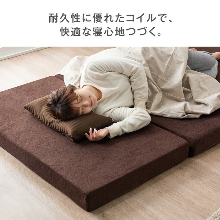 [セミダブル] 新技術 三つ折り 厚み10cm ポケットコイル マットレス 床敷きOK 圧縮梱包 スプリング 敷き布団〔77500013〕