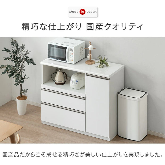 [幅120cm] 国産 キッチンカウンター ハイタイプ 完成品 食器棚 キッチンボード レンジ台 キッチンラック モイス〔83100006〕