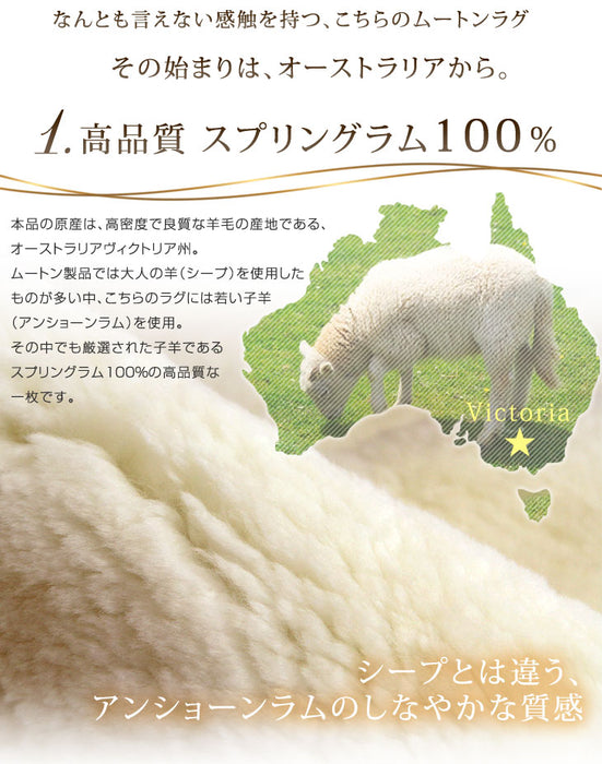 ムートンラグ 約65×130 日本製 スプリングラム100% 1.5匹物  〔87250015〕