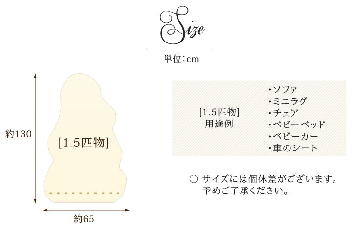 ムートンラグ 約65×130 日本製 スプリングラム100% 1.5匹物  〔87250015〕