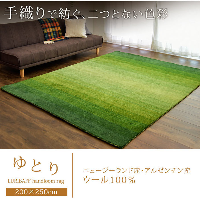 手織り ウールラグ ギャベ ラグ 200×250 厚手 ウール 100％ グラデーション 長方形 北欧 ラグマット カーペット ギャッベ インドギャベ 絨毯 じゅうたん おしゃれ〔87250020〕