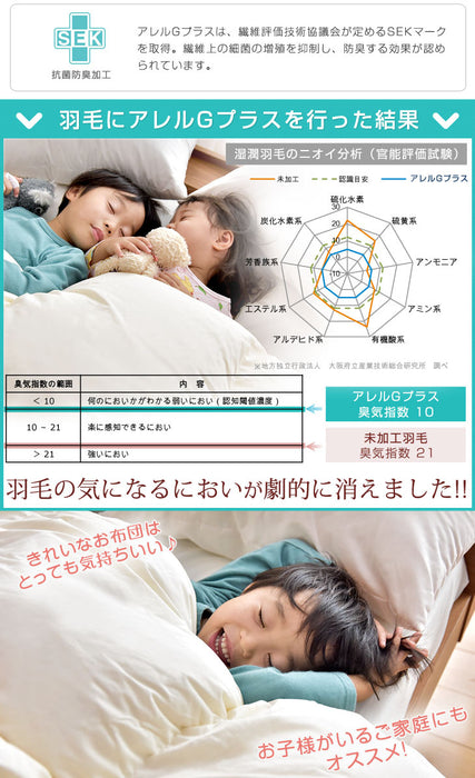 [シングル] 布団4点セット 増量1.3kg ホワイトダックダウン90％ CILシルバーラベル 立体キルト 350dp以上 日本製〔10119078〕